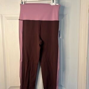 Old Navy Pink and Brown Colorblock High-Waist Leggings